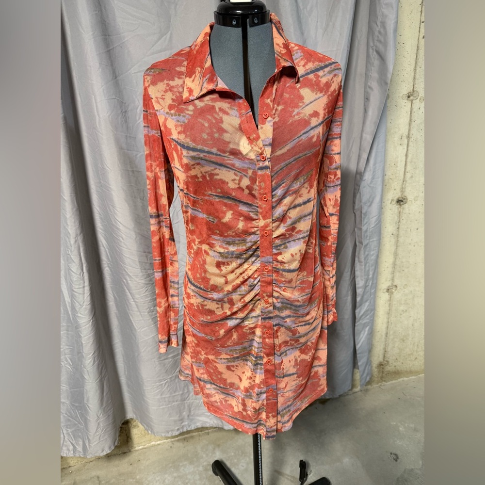 *WILD FABLE Orange and Blue Tie-Dye Button-Up Dress/Cover Up